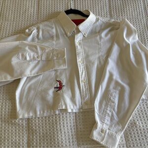 White Embroidered Button-Up Shirt